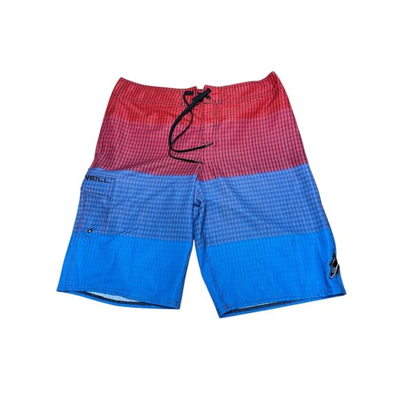 ONeill Mens Gradient Board Shorts Red & Blue Size 34 94% Polyester 6% Elastane M - Picture 1 of 10
